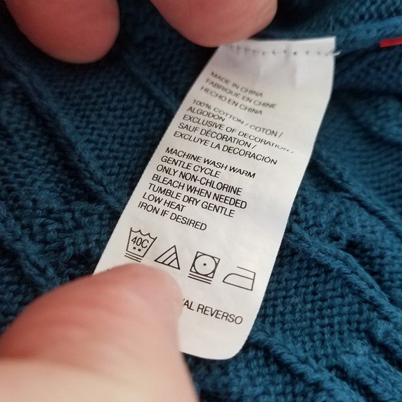 IZOD Cable Knit Sweater Adult XL Blue Quarter Zip - Picture 8 of 8